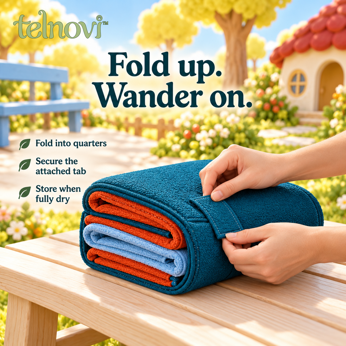 telnovi™ FoldTrail Portable Dog Snuffle Mat, Foldable Treat Search Activity with Pockets and Fabric Flaps, 18 × 14 Inches